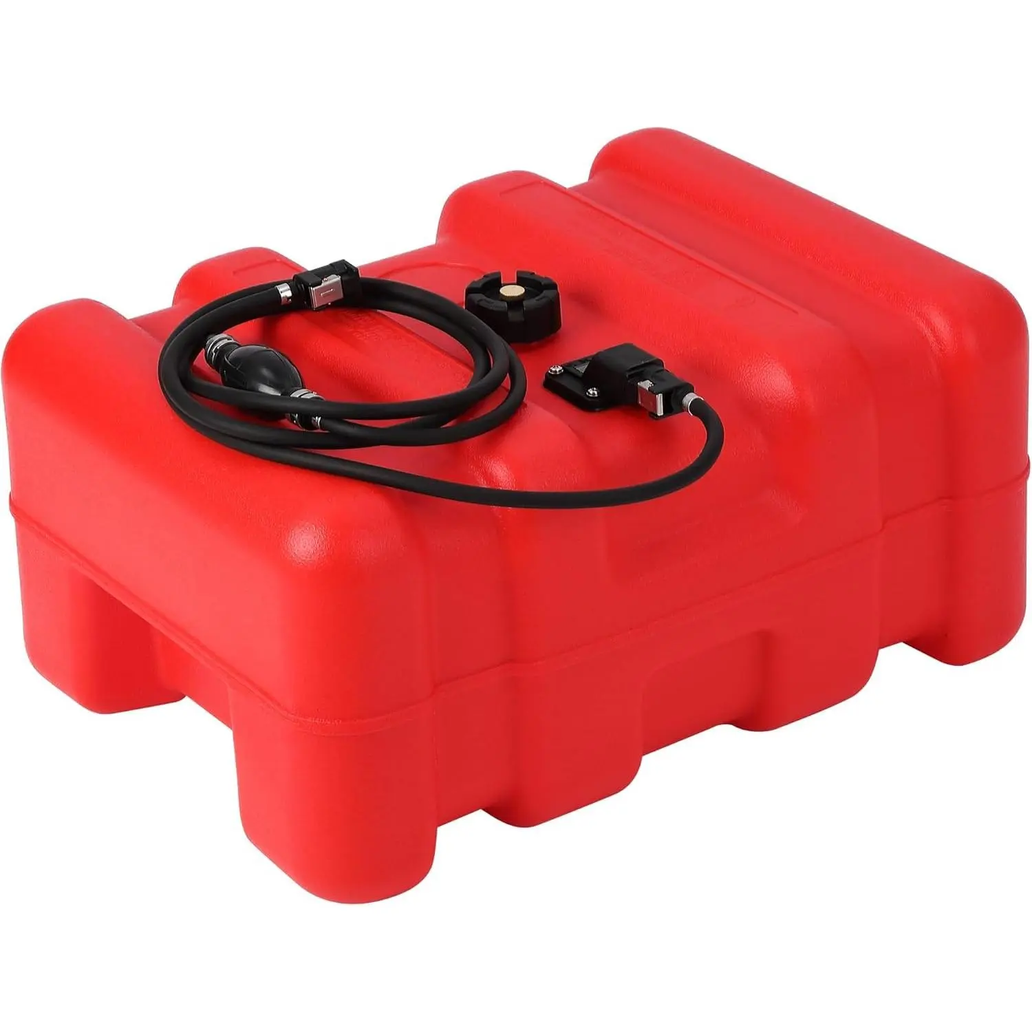 Marine Portable Boat Fuel Tank, 6 Gallon/12-l Gas Can with 9.8ft Hose,Gas Tank, No-Spill Sealed Storage for Outboard Engine, Fishing Boat, Yacht, Diesel/Gasoline Container, Red