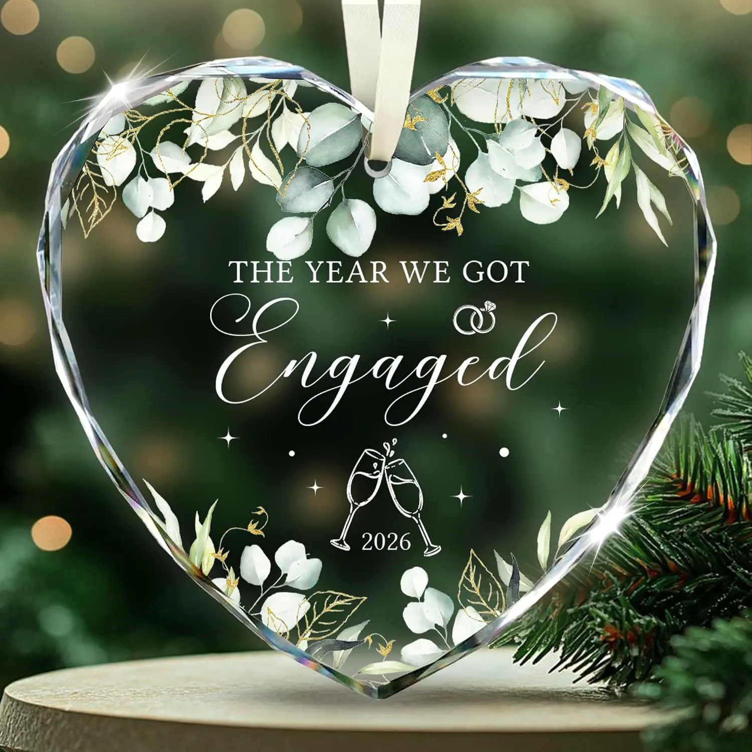 Engagement Gifts for Couples 2026, Glass Engagement Ornament 2026 - The Year We Got Engaged Ornament for Daughter, Newly Engaged Gifts for Couple , for Fiance, Bride to Be