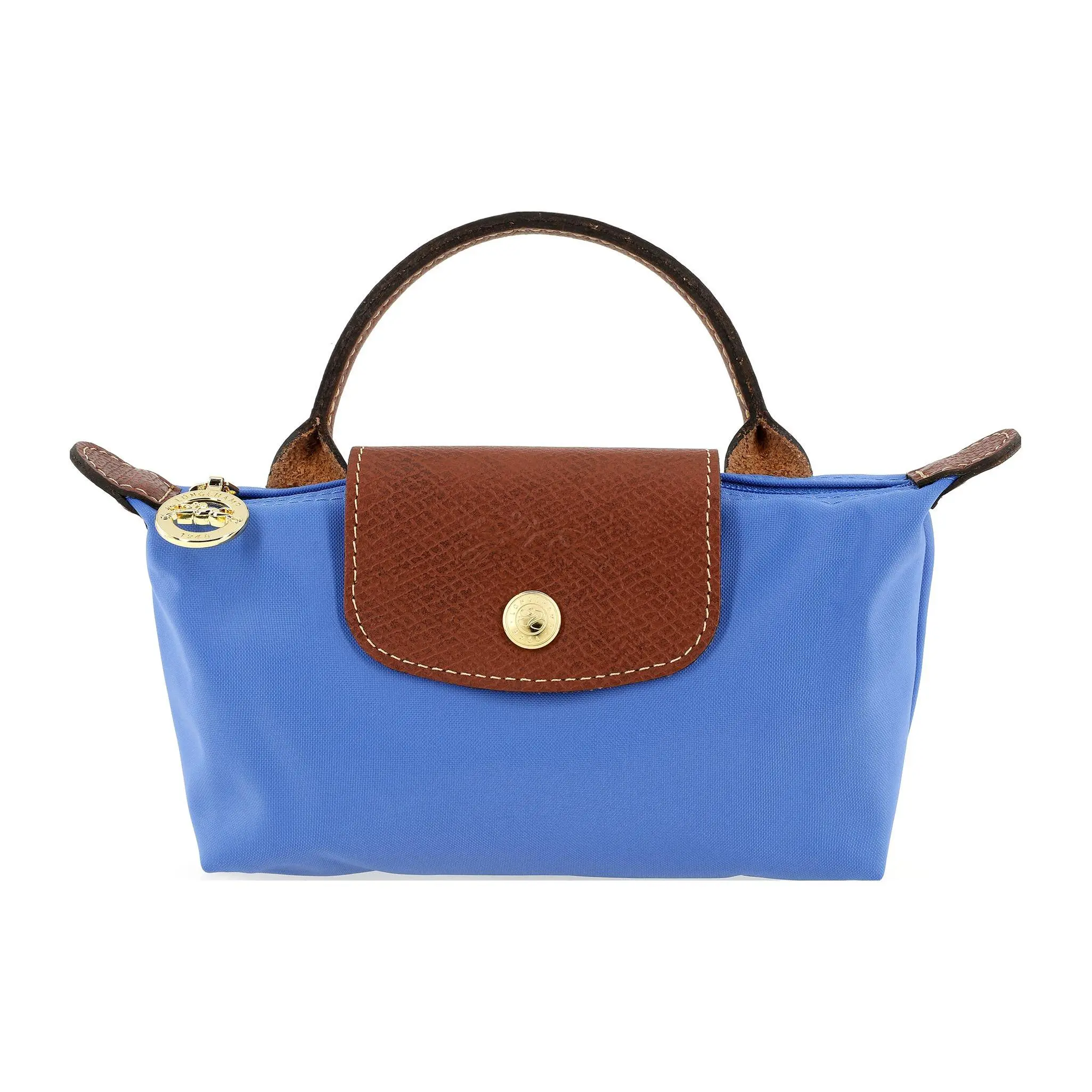 Longchamp Le Pliage 17 Handbag for Women – Foldable Top-Zip Crossbody Bag with Leather Trim, Navy Blue