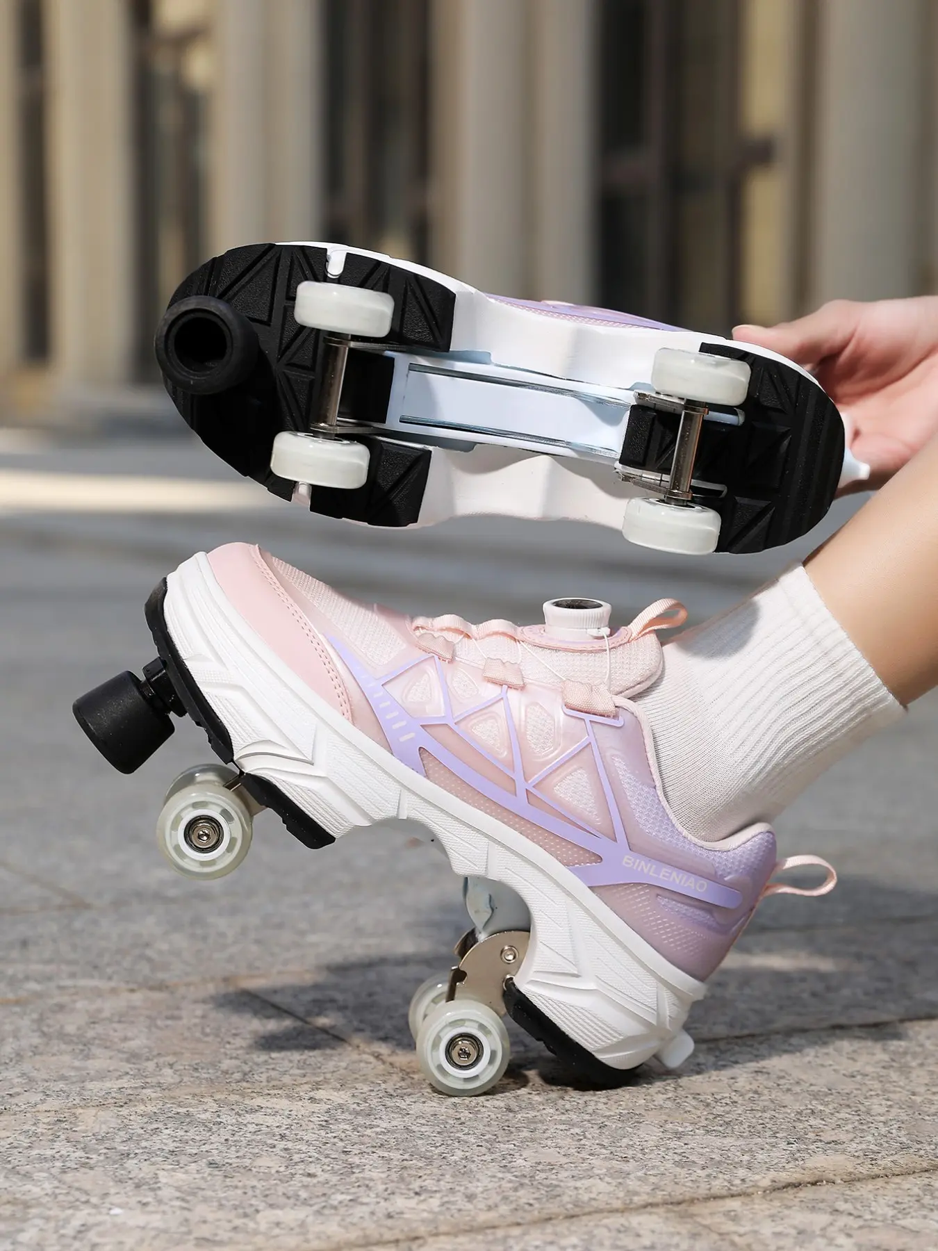 Convertible Roller Skates for Kids, No Tie Design, Lightweight Comfortable, Ideal for School & Playtime Activities