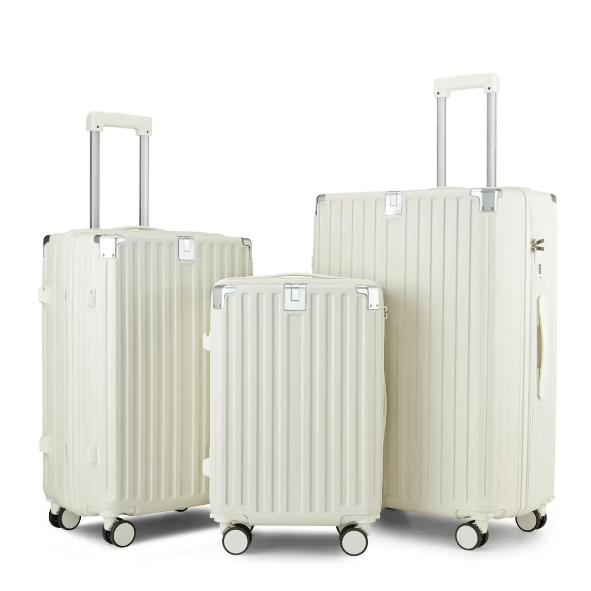 Expandable Hardshell Luggage Sets 3 piece Carry on Luggage with Wheels Suitcases Lightweight Checked Travel Large Suitcase Travel Luggage Bag Woman Men 20/24/28 Inch, White