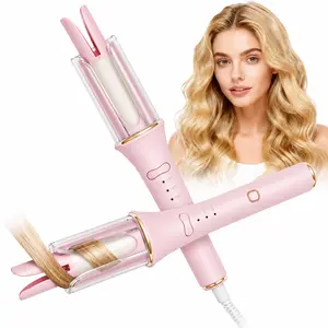 Automatic Hair Curler, 25mm Ceramic Rotating Curling Iron with Negative Ion, 3 Heat Settings, Fast Heat-Up Hair Styler, Anti-Tangle Design, Pink