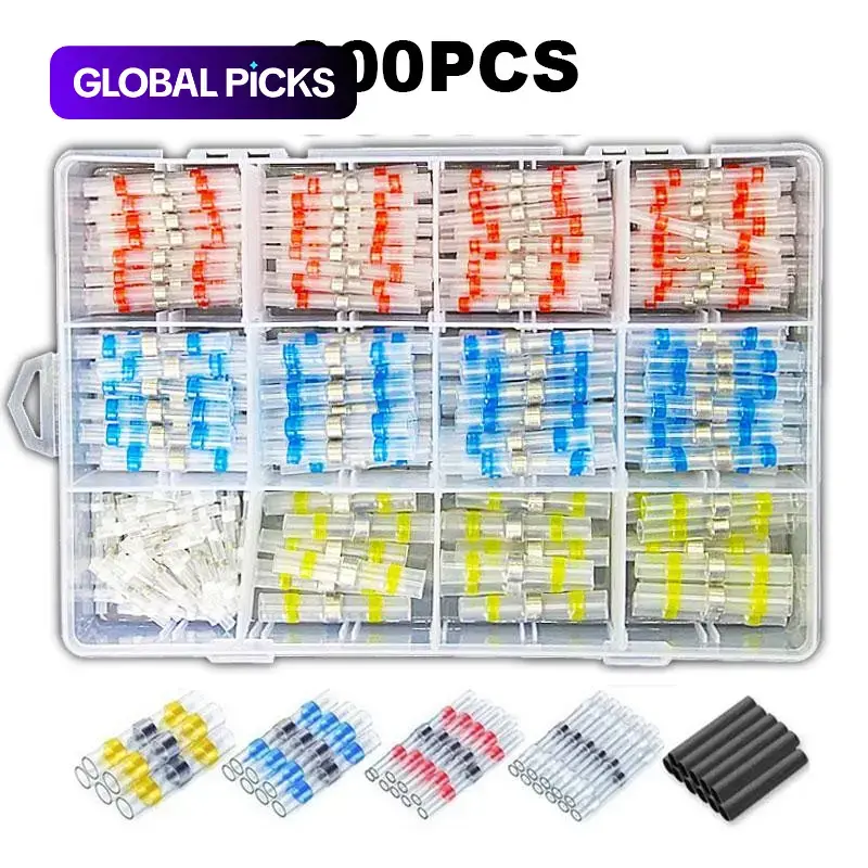 Wire Connector Kit with Storage Box, Heat Shrink Solder Connectors, Terminals and Tubing for Electrical Wire Repair Wiring Connectors Kit #GLOBAL PICKS