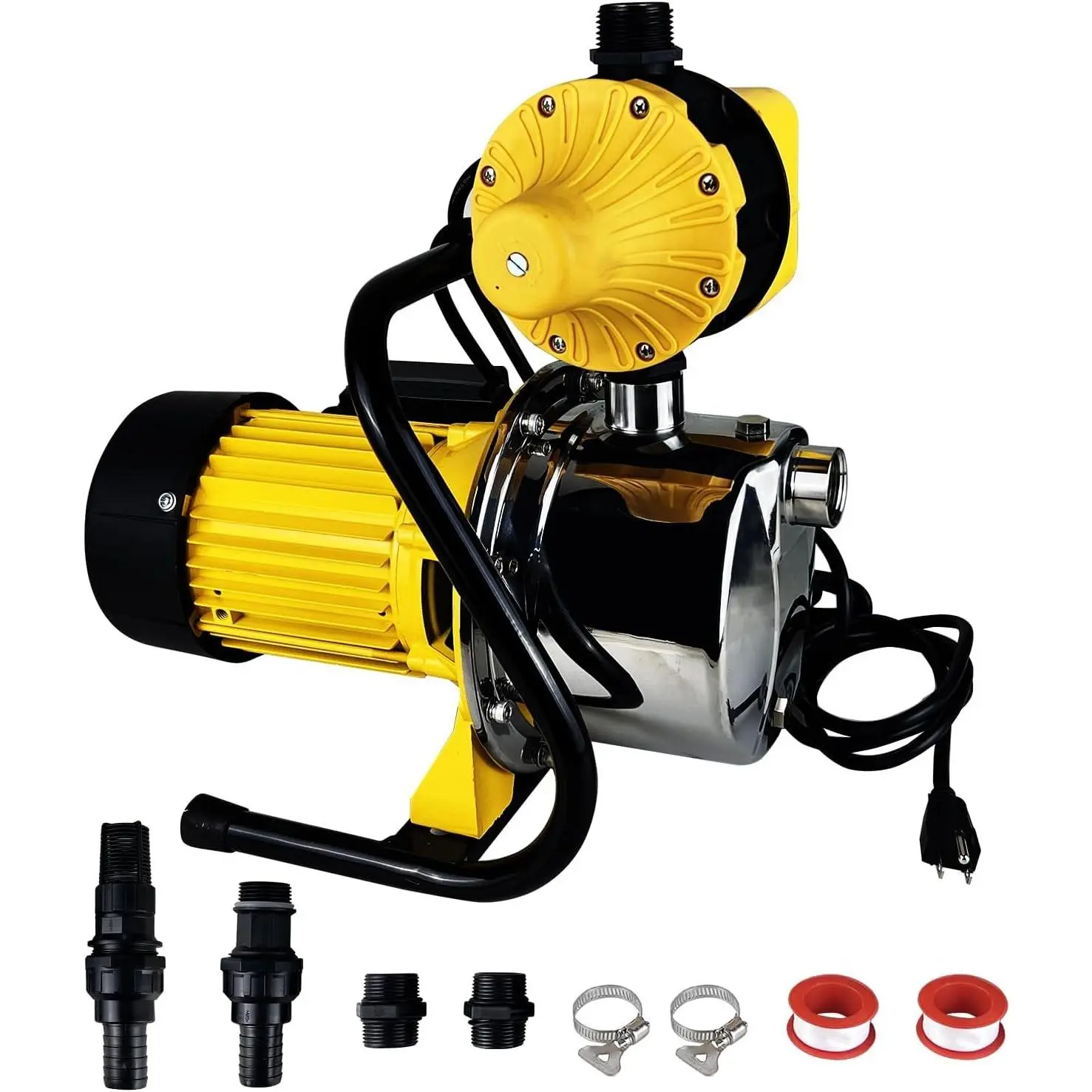 1HP Water Pressure Booster Pump for Home, 1080GPH Smart Control Shallow Well Jet Pump, Stainless Steel Automatic On/Off Sprinkler Pump, 115V Self-Priming Pump for Whole House, Garden, Irrigation
