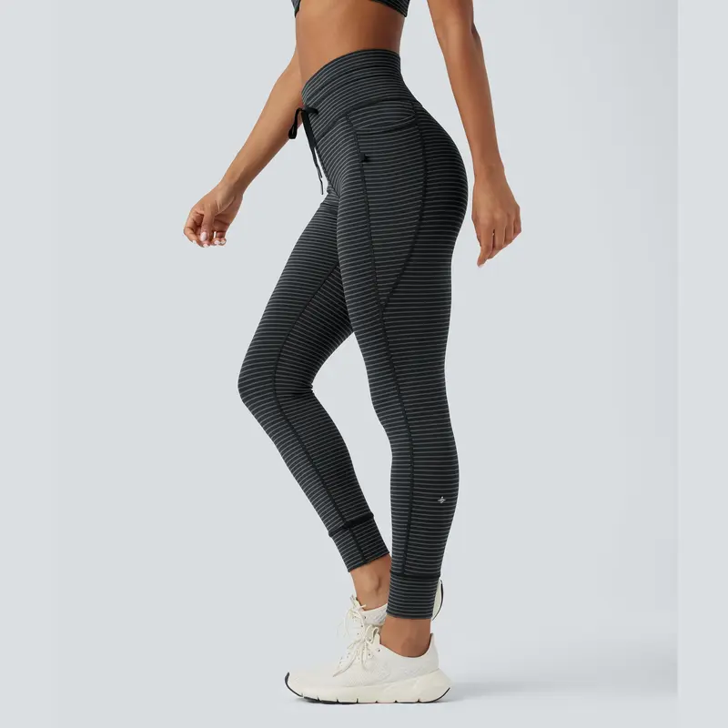 【Creator’s Pick】Halara High Waisted Drawstring Striped Yoga Leggings with Pockets