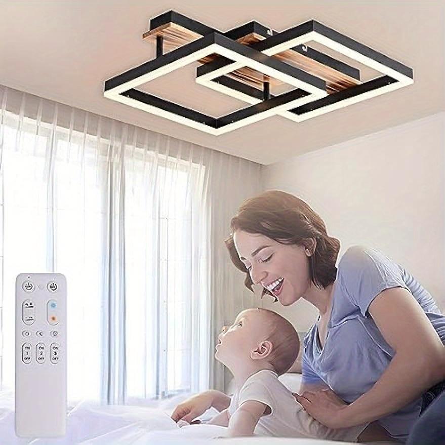 New Modern Led Ceiling Light Solid Wood Dimmable Rectangle Indoor lighting