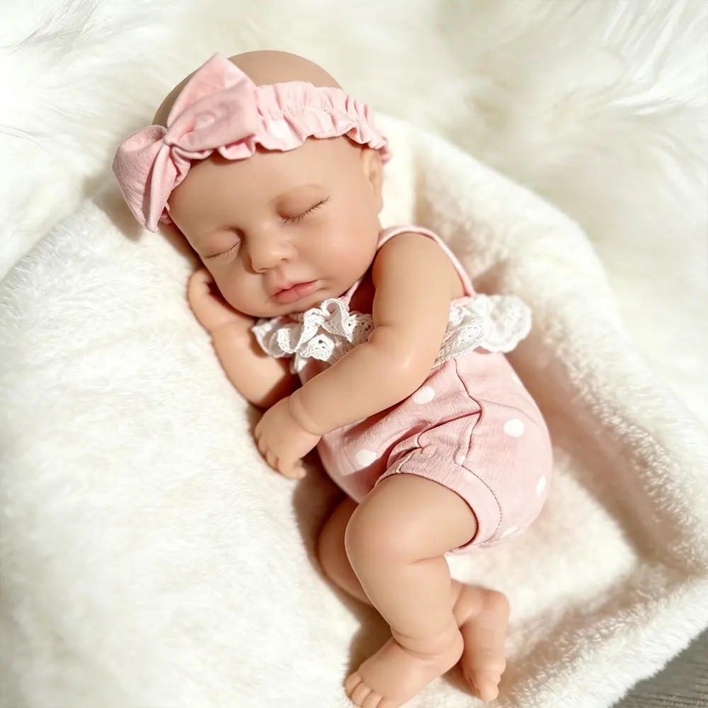 12 inch Realistic Reborn Baby Dolls – Lifelike Sleeping Newborn Girl Doll with Soft Silicone Body, Poseable Limbs with Clothes – Cuddly Baby Gift for Girls 3+ and Collectors