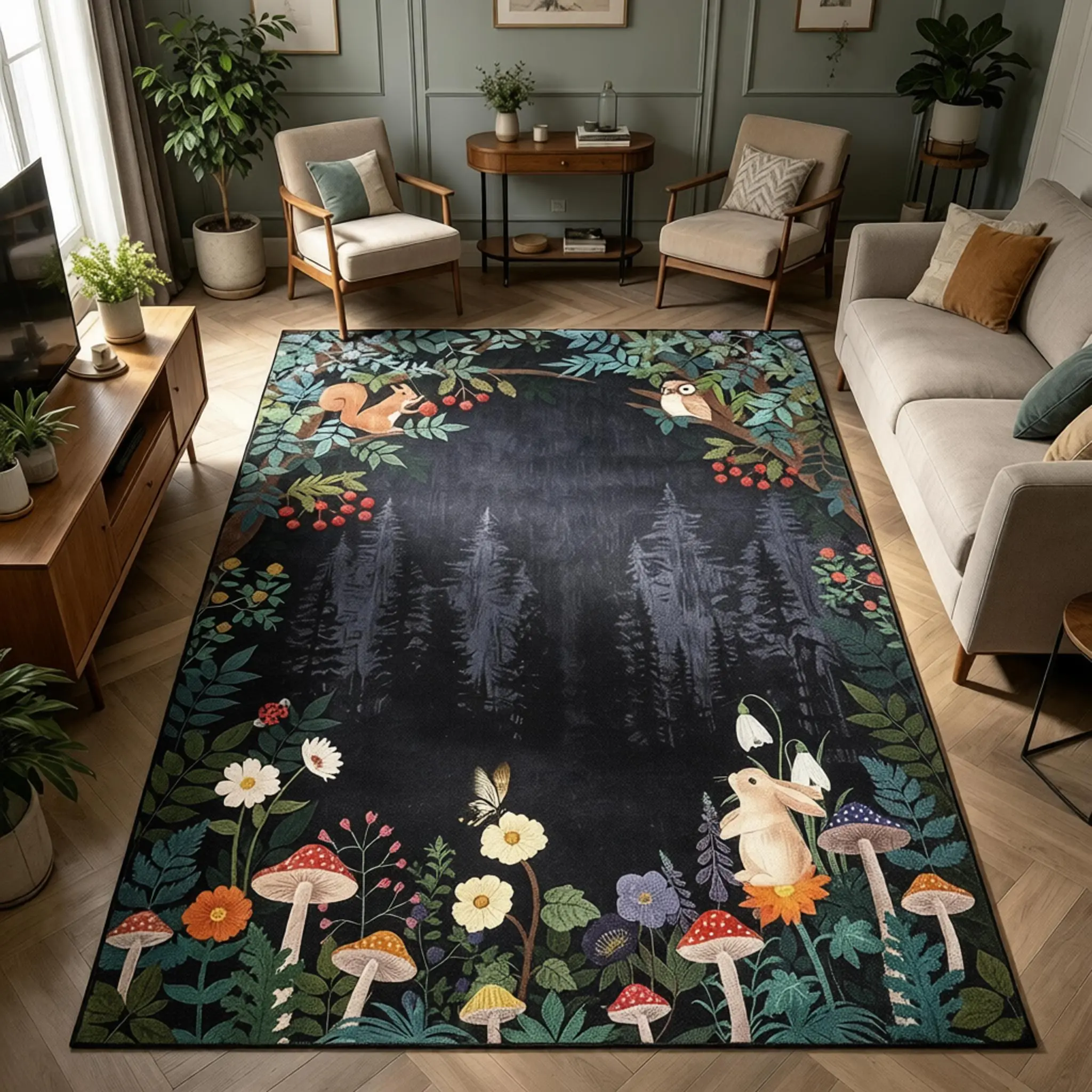 Modern Animals Pattern Rug For Bedroom Washable Soft Non Slip Carpet For Living Room Children's Room Decor Mat Hallway Runner Rugs Low Pile Area Rug For Apartment Porch Easter Decor
