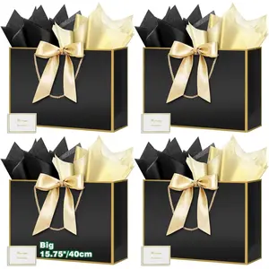 15.75''   Bag, Recyclable Blue Presents Big Paper  Bags, 40 * 30 * 12.5cm Wholesale Wedding Birthday Party Valentine's Day Easter Present Bridesmaid  Gifts Bag 4 count D