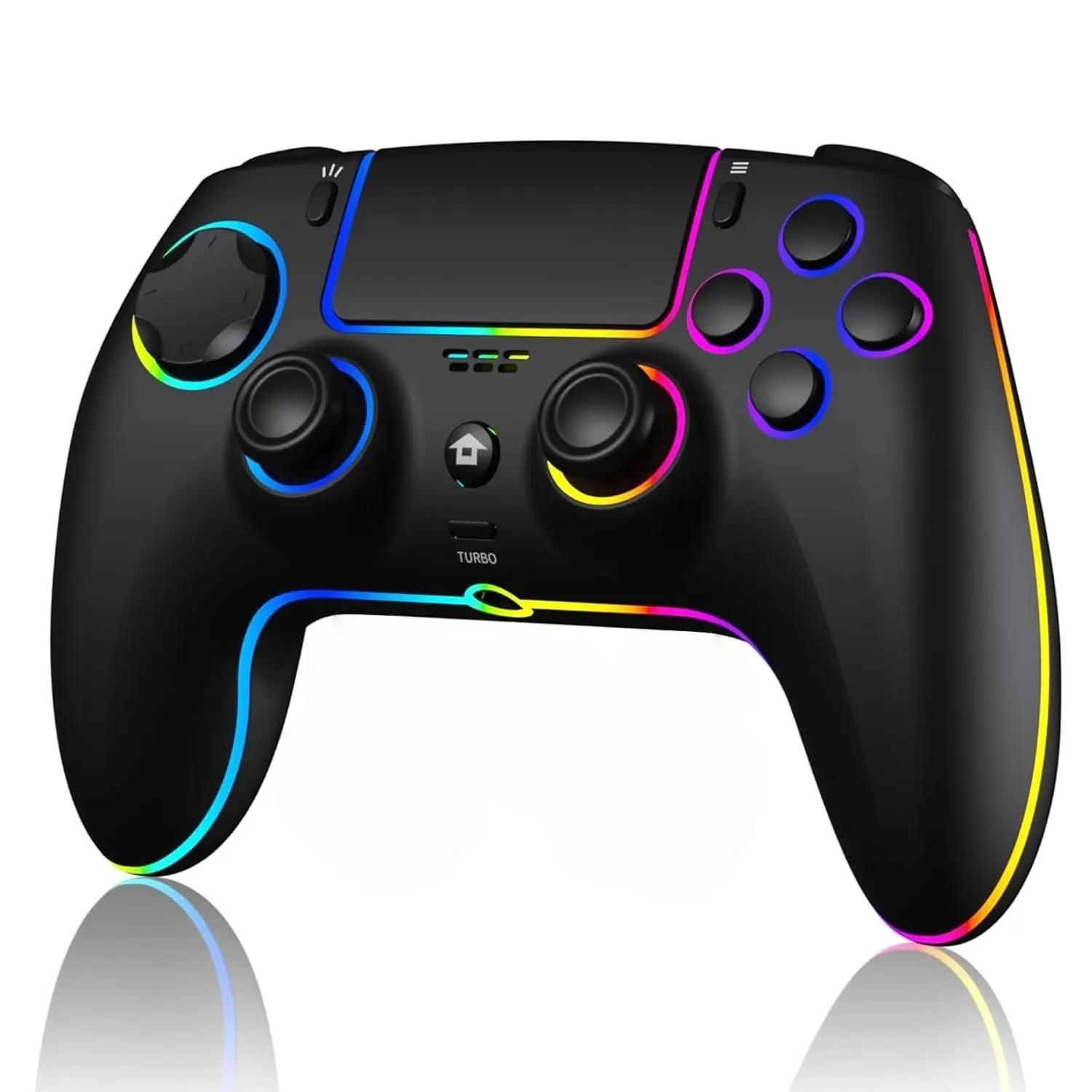 Ps5 Wireless Game Controller, Seven-Color RGB Lighting, Compatible with Ps5 Pro/slim, Apple Devices, Steam, Windows, Android 10+, Dual Vibration, Macro Programming, Wireless Gaming Controller