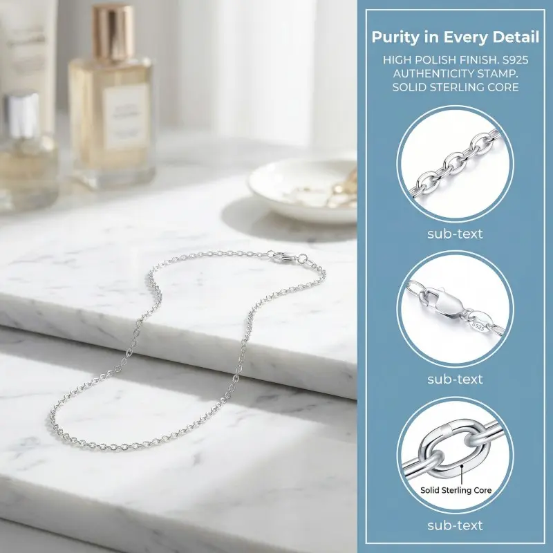 Exquisite 925 Sterling Silver Necklace for Women | 1.1mm Twisted Chain with Lobster Clasp | Skin-friendly, Hypoallergenic and Comfortable to Wear | Available in Lengths from 16 to 24 Inches | Ideal Christmas or Birthday Gift for Her