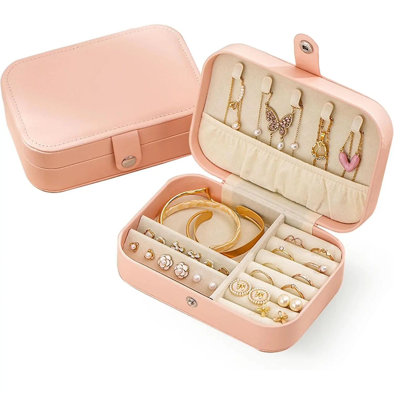 Travel  Box, Travel Case, Small  Box,2 Layer Travel Jewlery Case, PU Leather Mini Portable Jewerly Storage Display Holder for Earrings, Ring, Necklaces, Bracelets ()