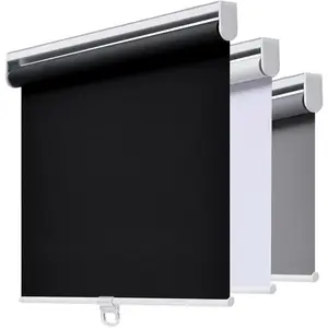 Cordless Roller Shades Blackout Blinds for Windows, Room Darkening Rolled Up Shades with Spring System, UV Protection Window Door Blinds for Home and Office (23" W x 72" H, Black)