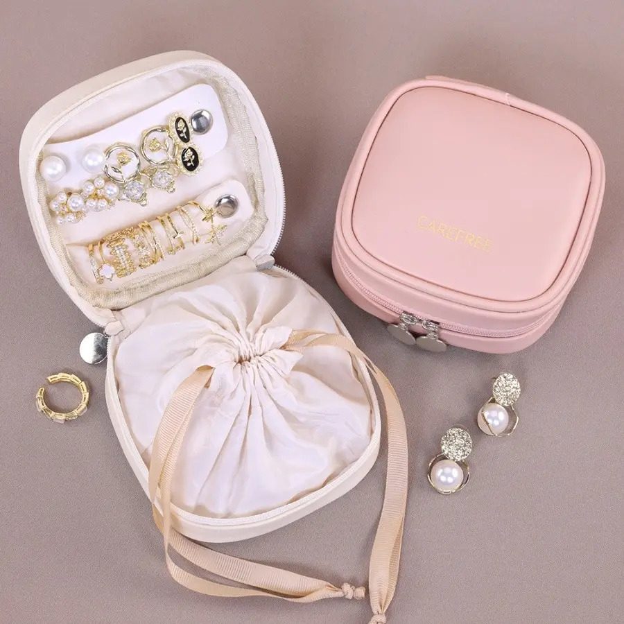 Mini Drawstring Jewelry Bag, Portable Small Earring Necklace Bracelet Storage Pouch, Travel Accessory Organizer, Compact Design, Boxes