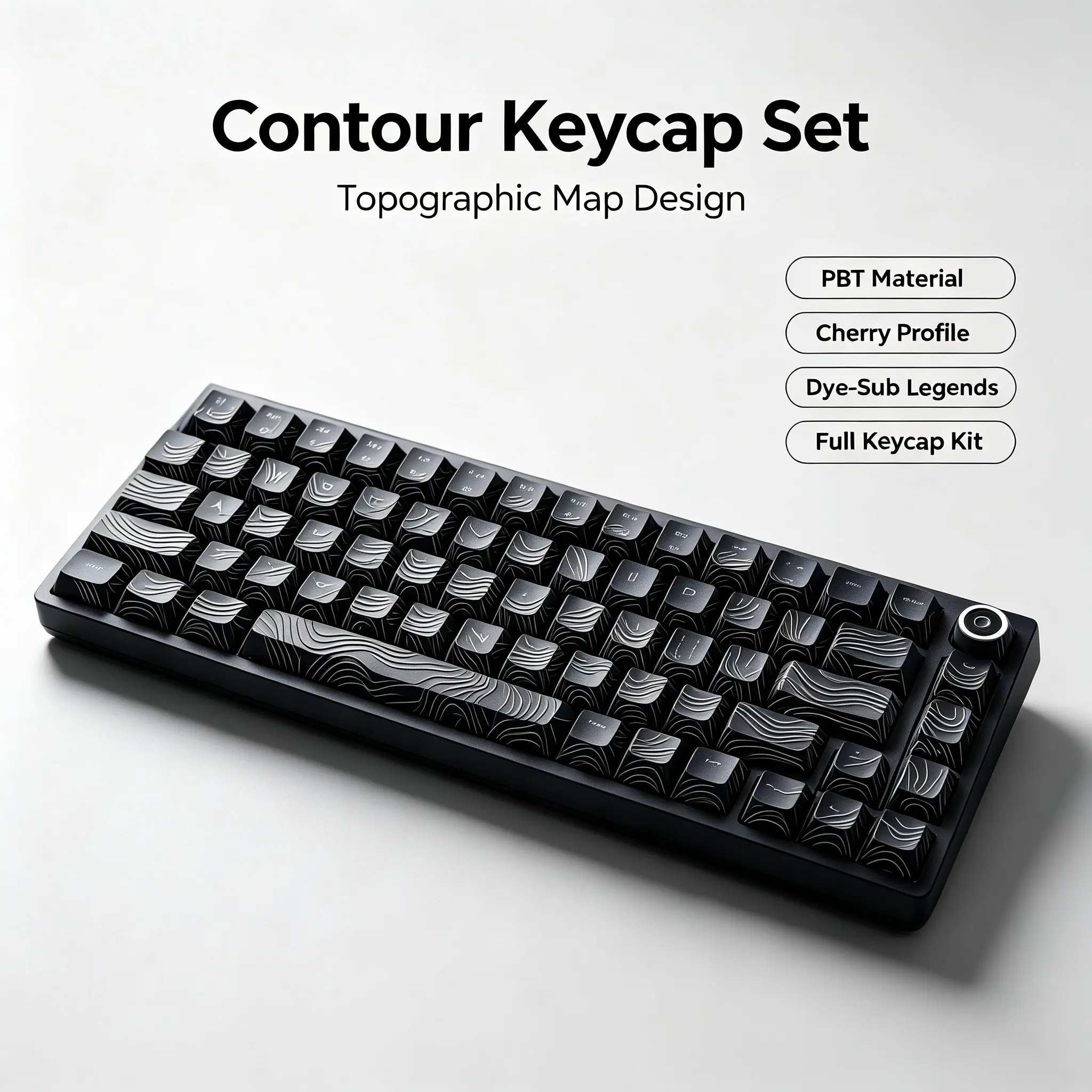 Topographic Map Design Contour PBT Keycaps Cherry Profile Dye Sublimation Custom Key Caps Full Set For MX Switch Compatible Switches Mechanical Gaming Keyboard Desk Decor