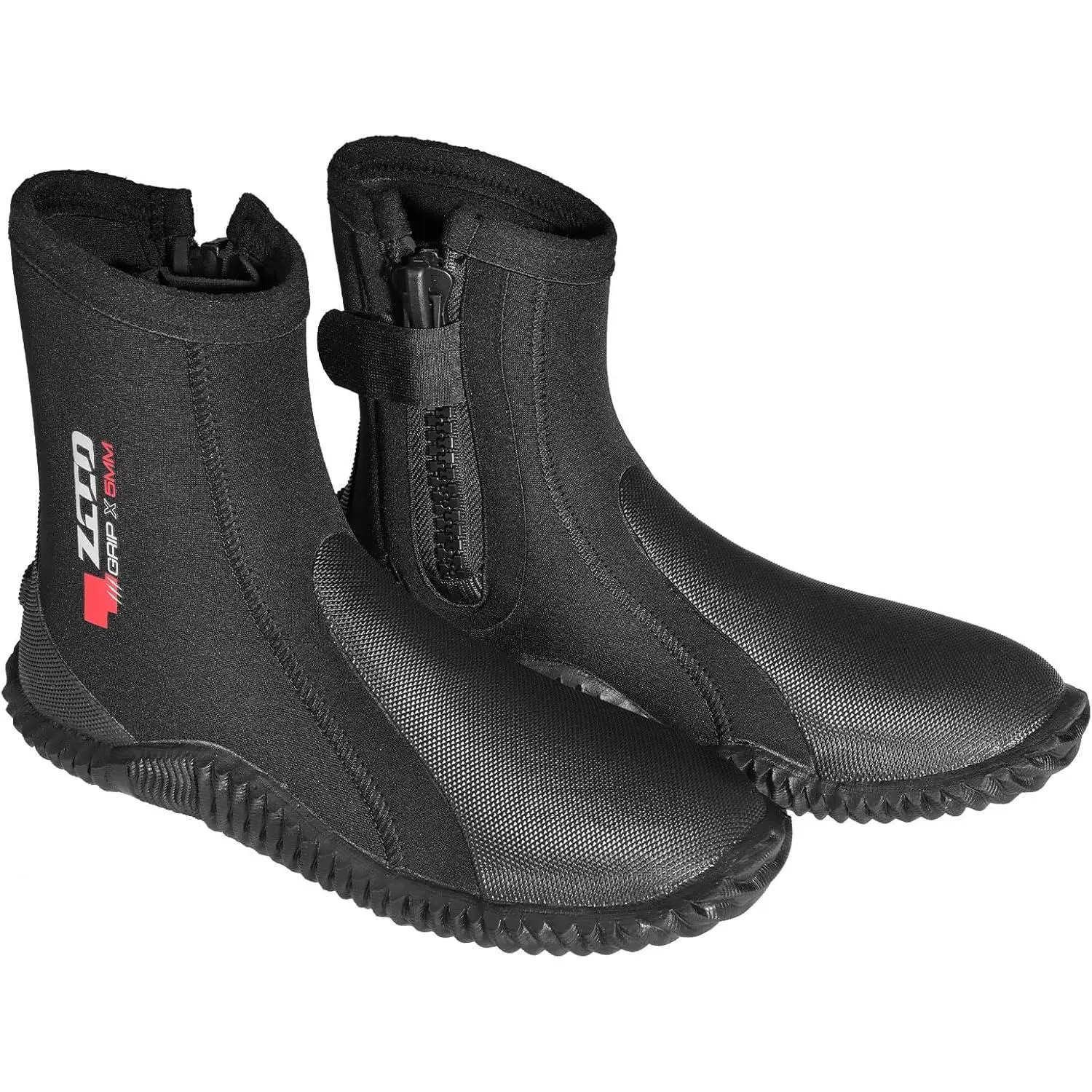 5mm Black Neoprene Dive Boots for Men & Women, Tall Wetsuit Shoes with Side Zipper and Anti-Slip Sole for an Adjustable, Secure Fit, Adjust The Fit, Anti-Slip Design, Durable And Flexibility, Easy On Easy Off, Diving, Unisex, Good For Surfing, Free Return