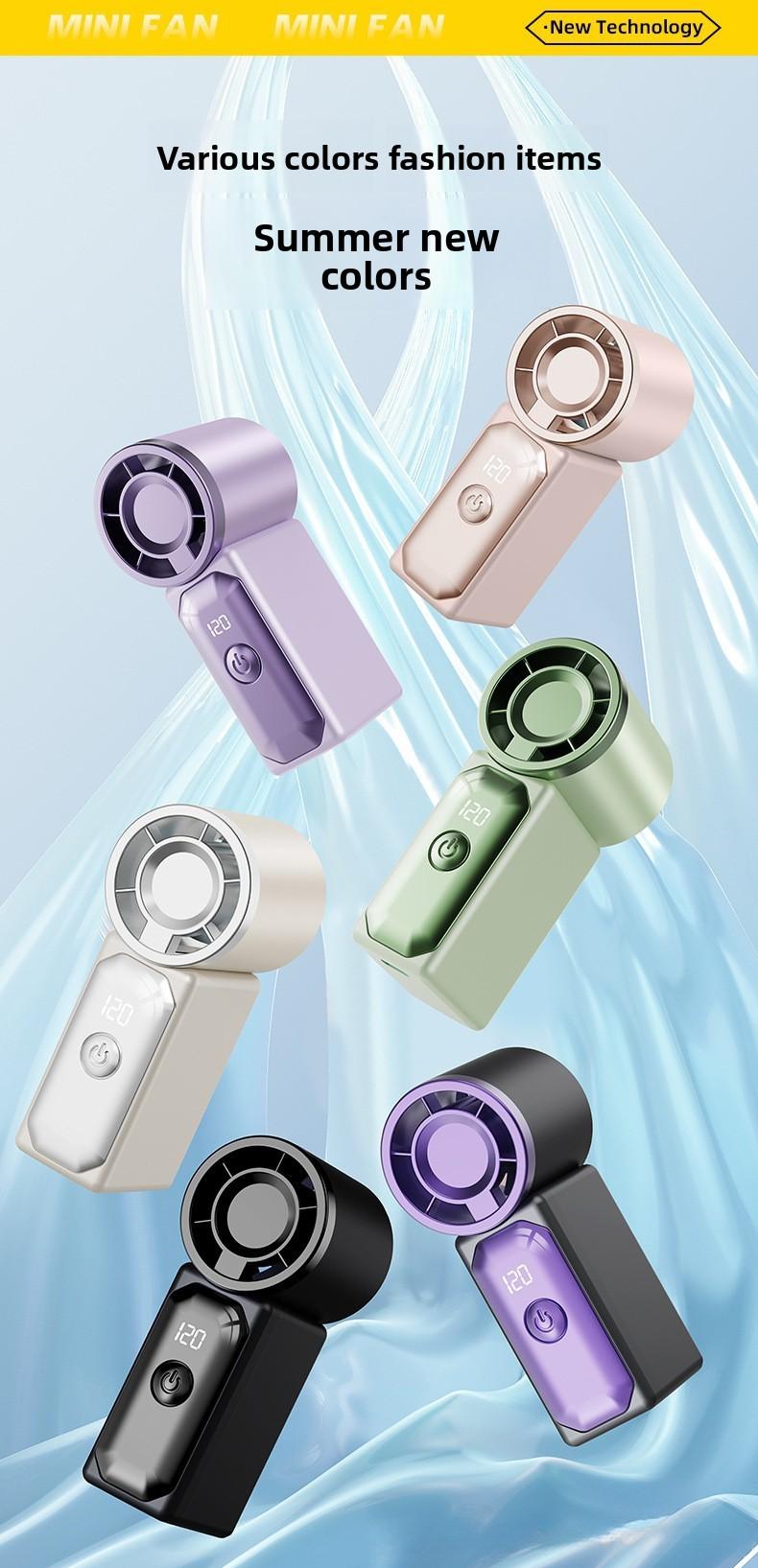 Handheld ice-cooling fan, small semiconductor refrigeration, digital display, portable pocket fan for dormitory and travel, wholesale