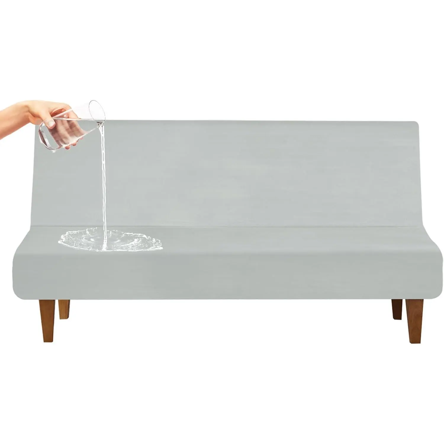 Gray Waterproof Futon Cover, Leakproof & Scratch-Resistant Cover Protector for Armless Sofa Bed, Futon Mattress & Couch (Ideal for Kids)