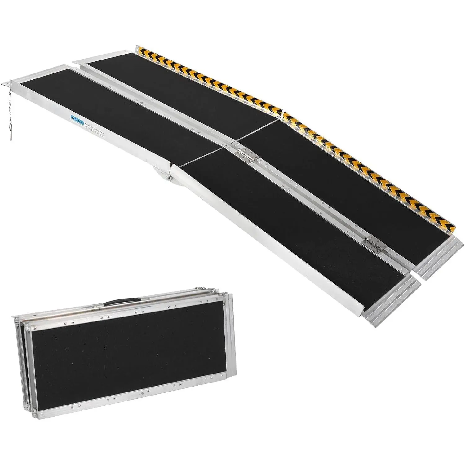 GAOMON 5 FT Home Wheelchair Ramp - Portable Aluminum Ramp with Non-Skid Surface, Reflective Strips & Transition Plate, 600 Lbs Capacity