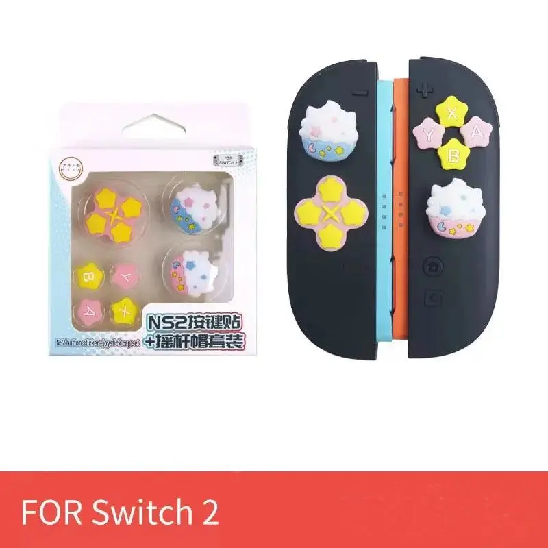 Silicone Soft D-pad Joystick Cross Button ABXY Key Sticker Skin Case For Switch 2 Joy-con Thumb Stick Grip Cap Cover Console Controller Accessories