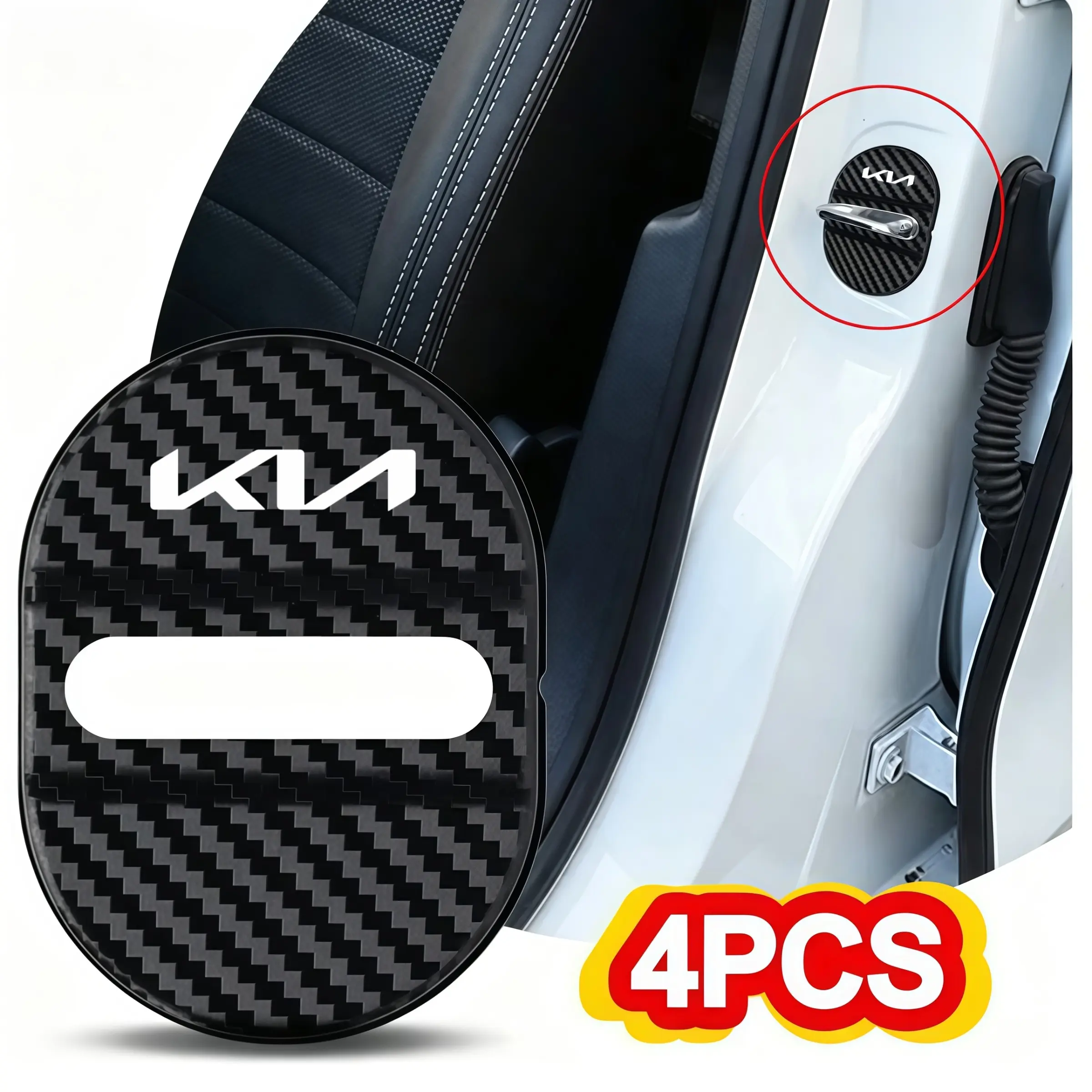 4pcs Car Door Lock Cover, Waterproof Rust-Proof Protector, Universal Fit, Auto Emblem Styling Accessory, Compatible with Kia Models, Car Accessories