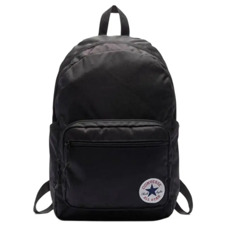 Converse GO 2 Minimalist Round Logo Backpack for Men and Women – Classic 3D Design, Polyester, Black