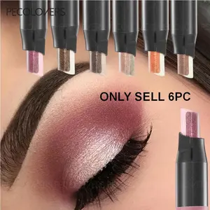 6PCS/SET  Long Lasting Glitter Double Color Multichrome Eyeshadow Stick Two Tone Shimmer Metallic Gradient Waterproof Shadow Pen 2 in 1 Eye Makeup Glitter Eyeshadows