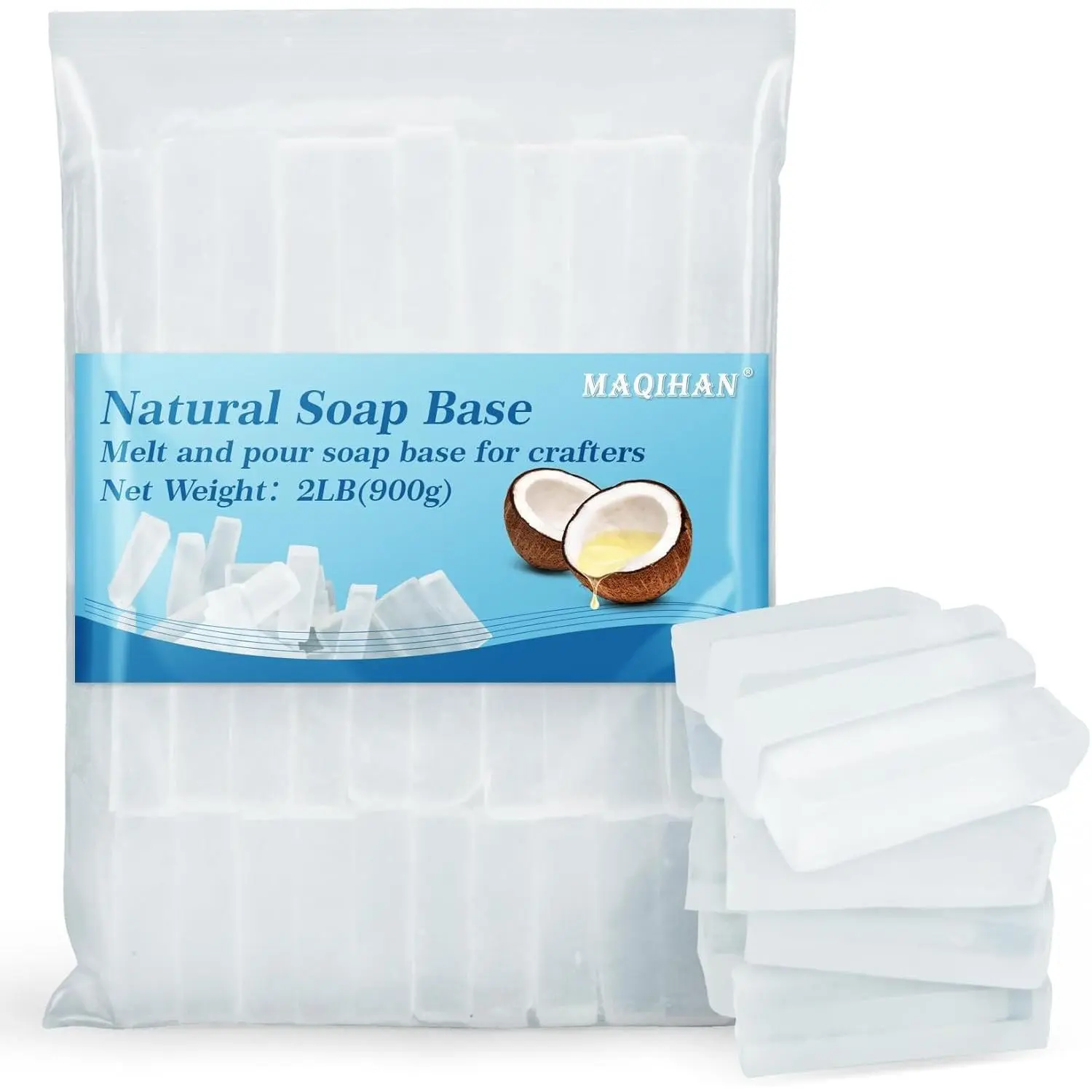 2 Lb Clear Melt & Pour Glycerin Soap Base, Odorless Natural DIY Soap Making Raw Material with Strong Cleansing Power, Foamable Handcraft Supply
