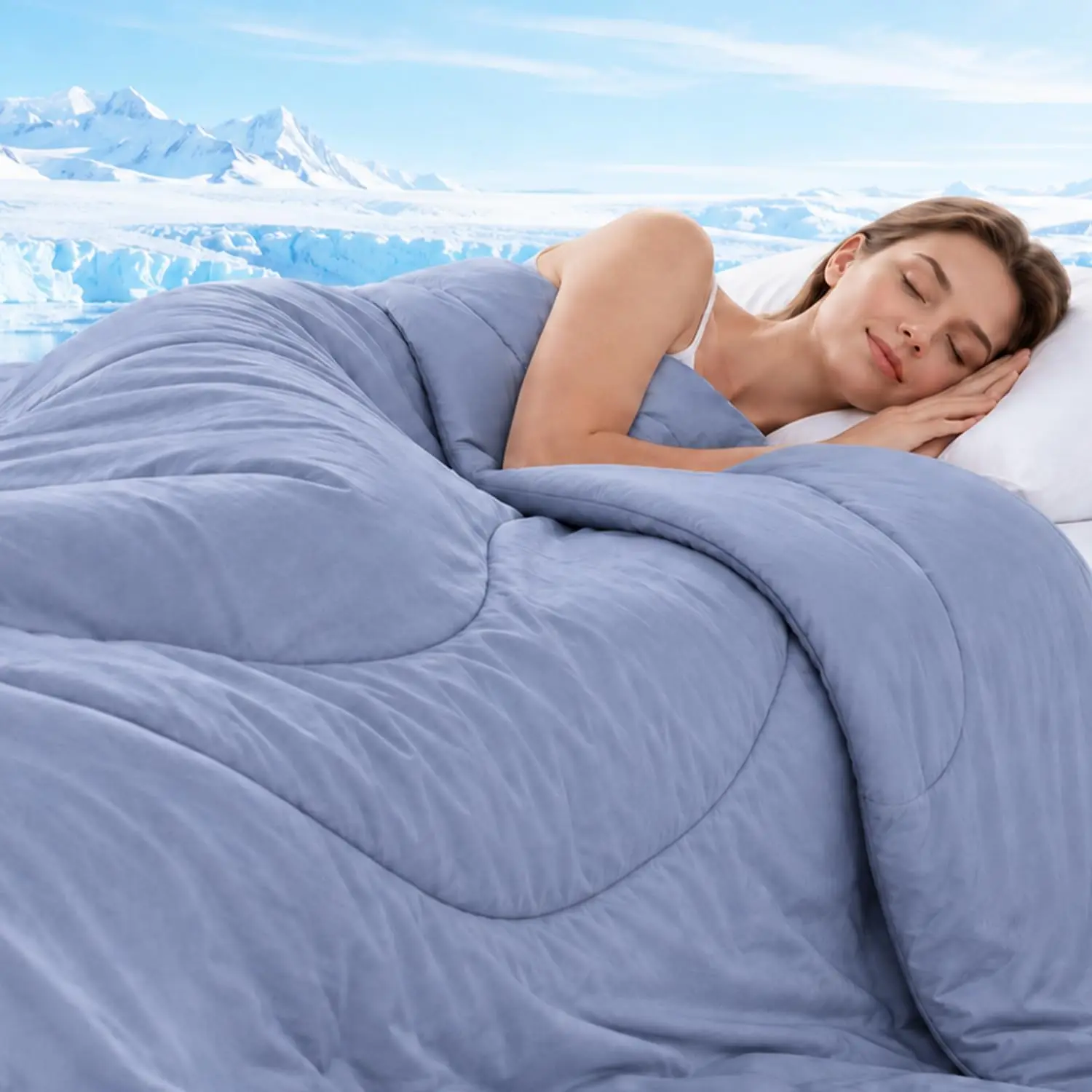 Cooling Comforter  Size for Hot Sleepers, Lightweight Summer Bedding | -Sided Cooling Blanket with Soft Breathable Fabric for Night Sweats, Hot Flashes & - Comfort