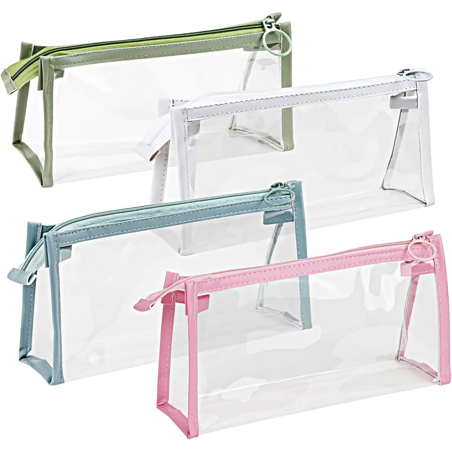 4 PCS Pencil Cases Clear Pen Marker Pouch Stationery Organizer with Zipper