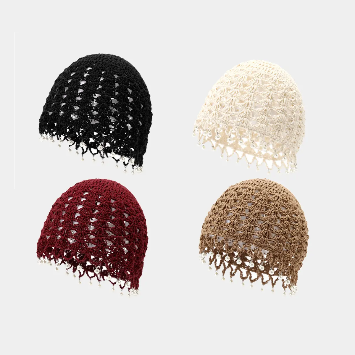 Women's 2026 Handmade Floral Hollow Crochet Knit Beanie Hat - Ethnic Openwork Lace Design, Adjustable Tie Straps, Decorative Tassels, Ultra-Light Breathable, Sun Protection for Outdoor Sports, Mexican Fashion Accessories