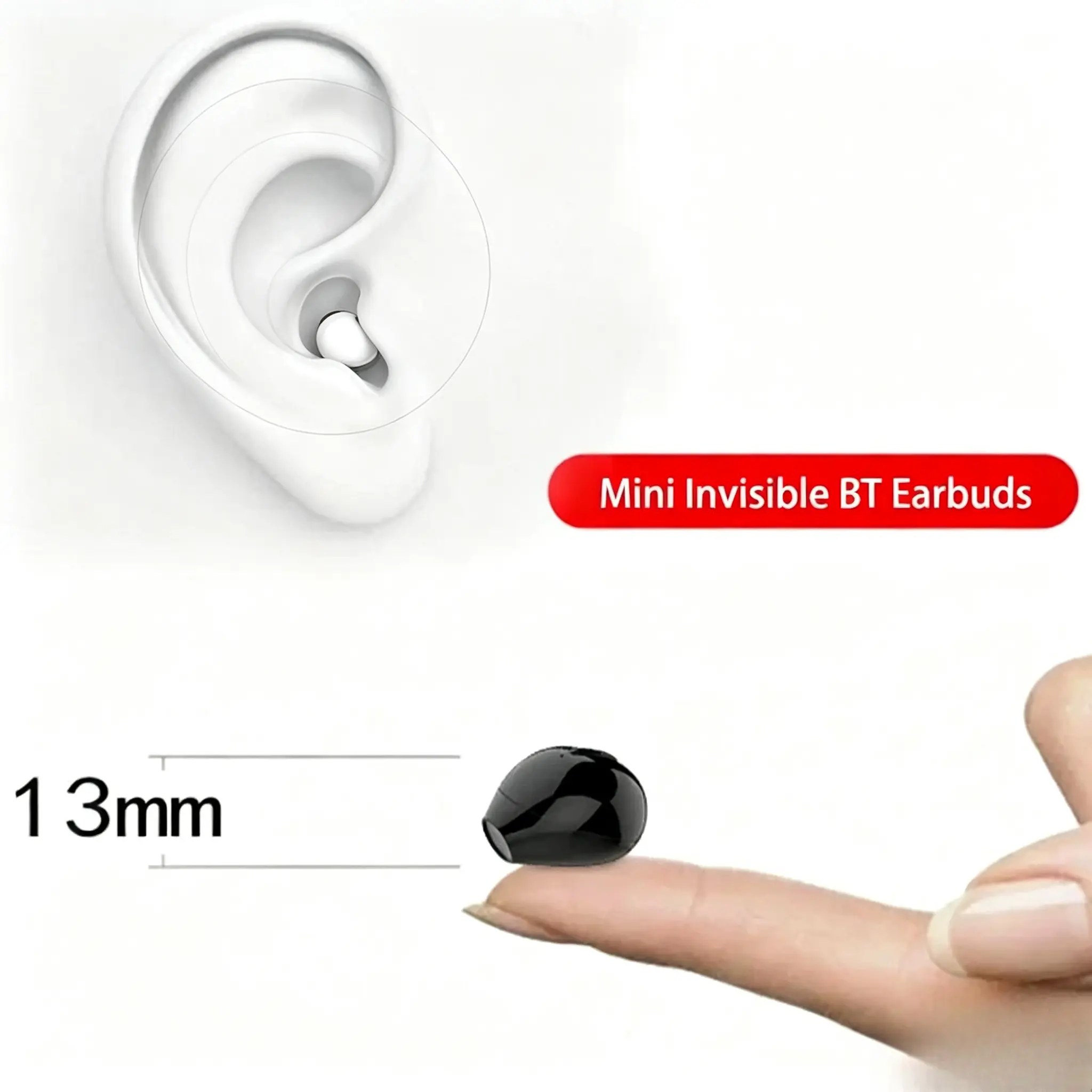 2026 Invisible Earphones Mini Headphones V5.2 Bluetooth TWS In-Ear Earbuds Noise Reduction Wireless Sleep In-Ear Earbuds With Micr