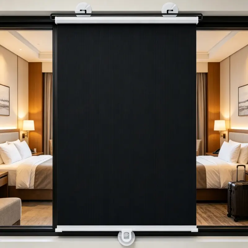 Removable Portable No Drill Roller Window Blind Suction Cup Fixed Vertical Texture Fabric 100% Light Blocking Temporary Shade Windowshades Non Drill Blinds