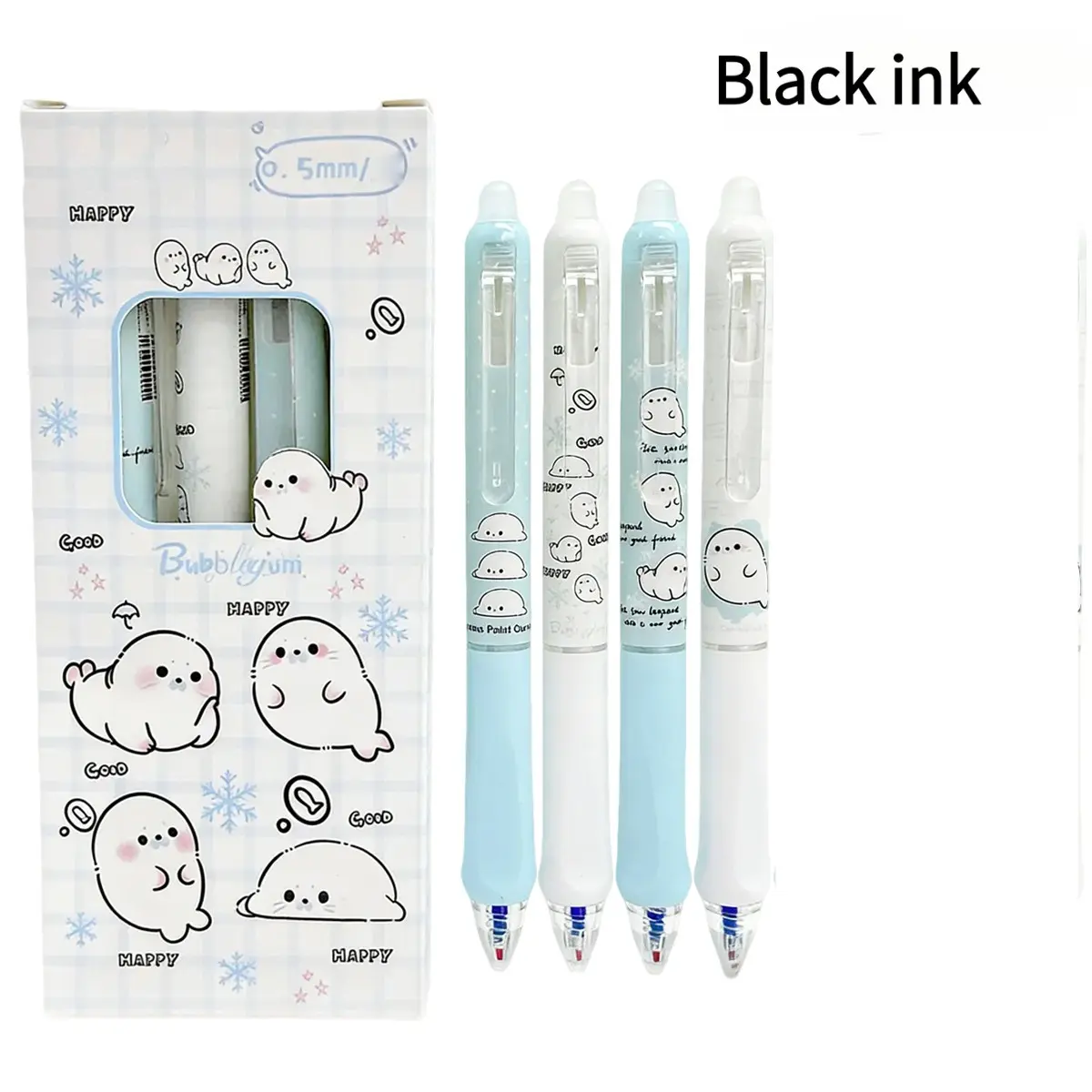 Cute Erasable Neutral Pen Set, Writing Pens, Handwriting Pen, 0.5mm Dual-Tone Ink, Easy Error Correction, Cartoon Design, Fun Learning, Essential School Supplies