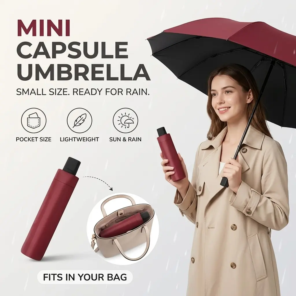 1Pc Solid Color Manual 3-Fold Dual Use Rain & Sun Umbrella, High Density Black Coating Anti UV Sunshade, Lightweight Easy Storage Wind Resistant Waterproof Durable Parasol For City Commute Road Trip Camping Shopping Business Travel Daily Use Umbrella