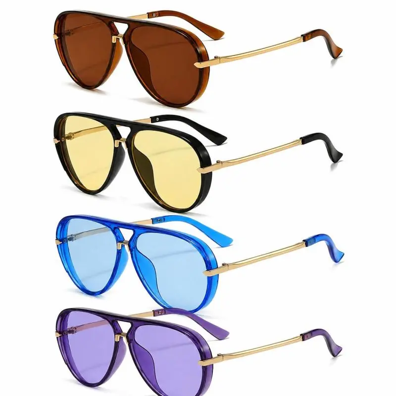 Women's Aviator Sunglasses - 2026 Bright Retro Full Rim, Multicolor Gradient Lens, Lightweight Everyday Casual Accessories for Fashion-Conscious Individuals, Beach Use, Womens Sunglasses, Stylish Accessories, Trendy Street Style, Unisex, Classic, No, Ligh