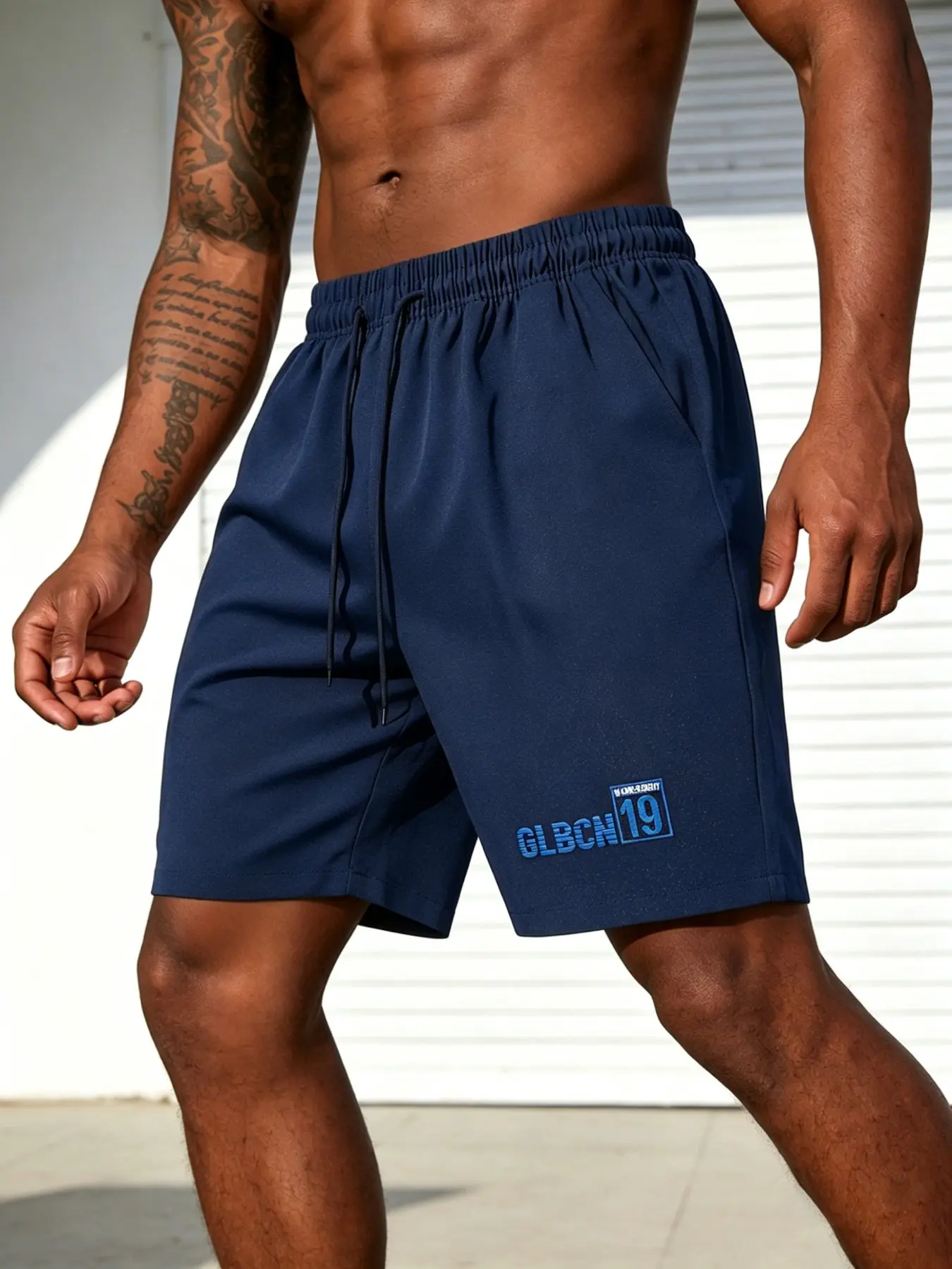 Men's Summer Casual Shorts, Letter Design, Drawstring, Solid Color, Simple Fashion, Suitable for Daily Wear, Comfortable and Stylish