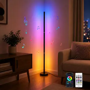 RGB LED Corner Floor Lamp, Smart Color Changing Floor Lamp with Music Sync, 16 Million Colors, 68+ Scenes, App & Remote Control, USB Powered Mood Light for Bedroom Living Room Gaming Room