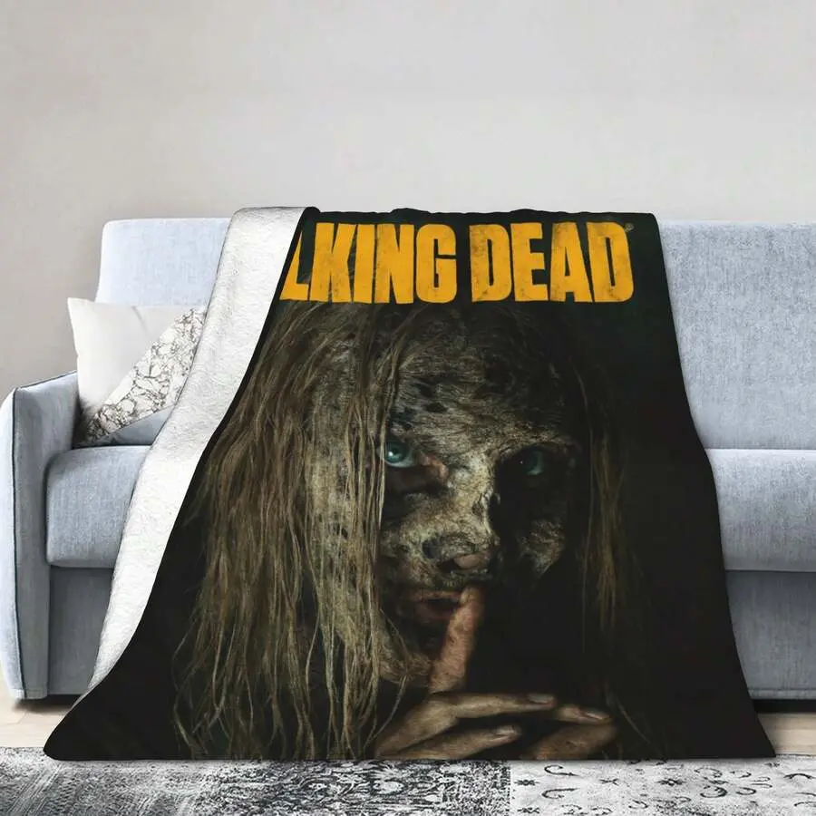 The Walking Dead knitted blanket, flannel, horror movie, violent, soft blanket, suitable for car, sofa, bedroom, and all seasons.