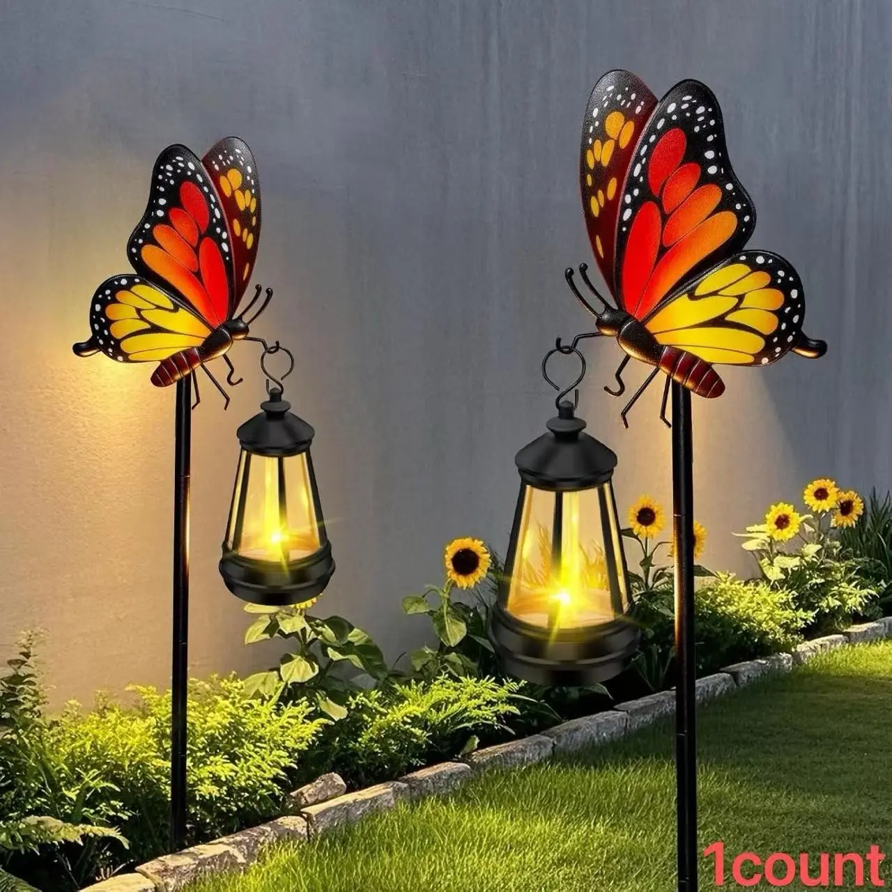 Solar Lights Outdoor Waterproof Butterfly Garden Decor, 32.28in Garden Butterfly Stakes with Solar Lights, Birthday Gifts for Women Mom
