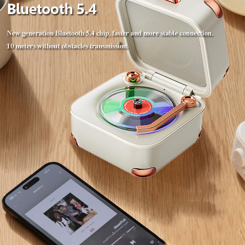 2026 New Mini Classic Vintage Bluetooth Speaker Retro Hifi Music Box Vinyl Record Player Design Soundbar Colorful Ambient Light with Mic 2026 New Mini Classic Vintage Bluetooth Speaker Retro Hifi Music Box Vinyl Record Player Design Soundbar Colorful Ambient Light with Mic