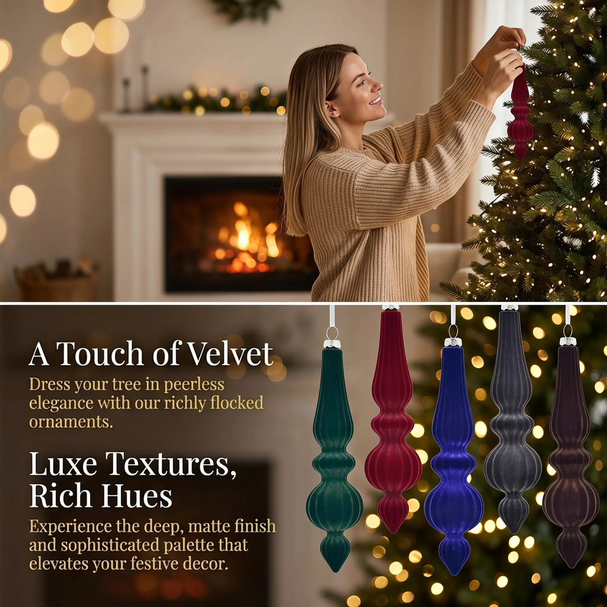 6pcs 17cm Velvet Gourd Christmas Ornaments, Vintage Retro Style, Hanging Design, Perfect for Holiday Decor, Home Window Display, Party Atmosphere