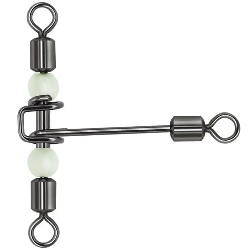30Pcs 3 Way Swivels Fishing Swivel Snap Cross Line Tackle T-Shape with Luminous Beads for Saltwater Freshwater
