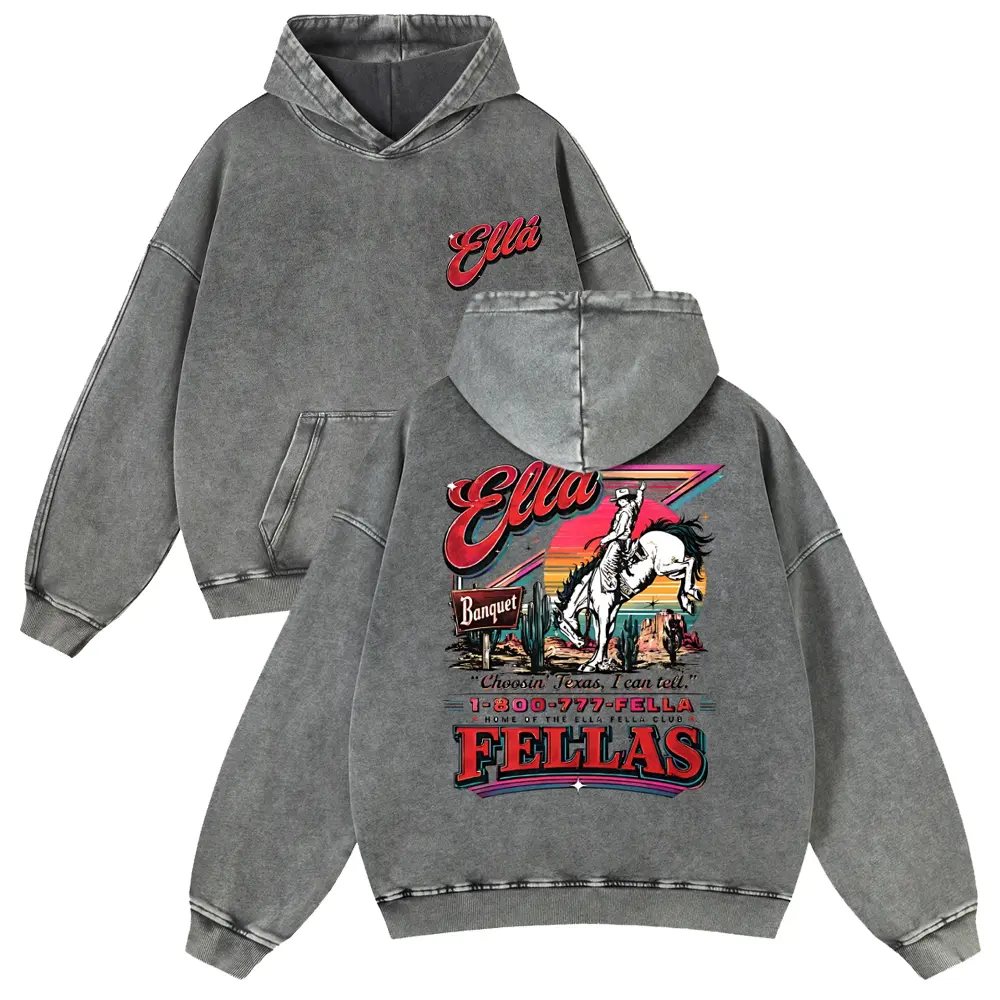 Men's Unisex Vintage Texas Cowboy Graphic Pullover Hoodie - Oversized Thick Fabric, Long Sleeve Heavyweight Acid Wash Charcoal Western Rodeo Retro Streetwear Hooded Top, Fit