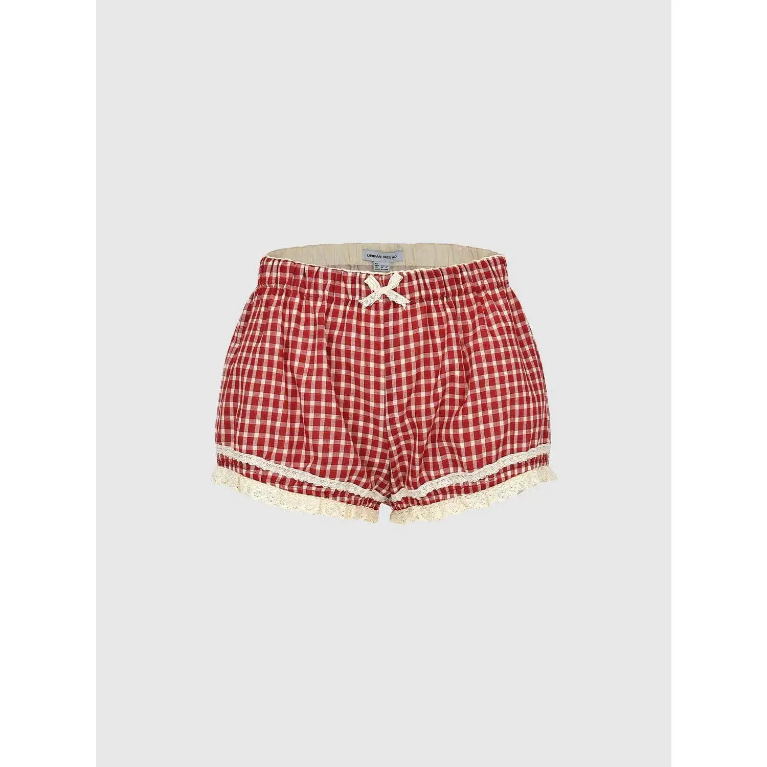 URBAN REVIVO Gingham Check Shorts, Plaid, Lace