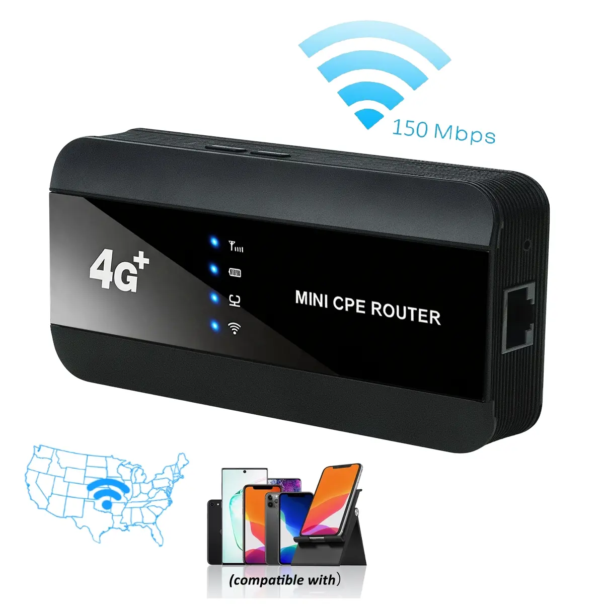 4G LTE Portable WiFi Hotspot Travel Router, Mobile Hotspot with SIM Card Slot, Supports multiple device connections, 3000mAh Battery, Unlocked Pocket WiFi for Road Trips RV Camping Outdoors