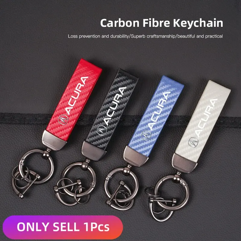 Carbon Fiber Textured Leather Keychain Key Rings Car Key Chains For Car Keys Motorcycle Keyring Keyrings For Keys For Acura ADX RDX ZDX Integra NSX MDX TLX CDX ILX RLX TL RL