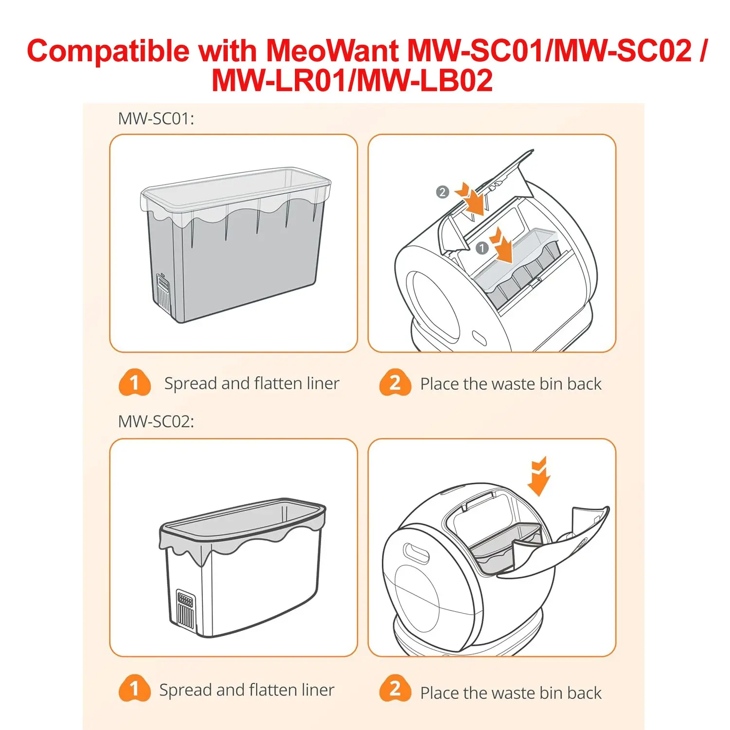 Cat Litter Box Bags, 120-Pack, 46*32cm, Compatible with Meowant Mw-Sc01/mw-Sc02/mw-Lr01/mw-Lb02, Automatic Cat Litter Box Accessories