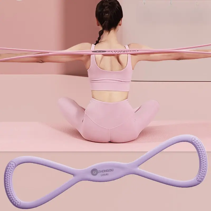 High-elastic silicone figure-8 resistance band, multi-functional home fitness rope for shoulder opening, back shaping and chest expansion