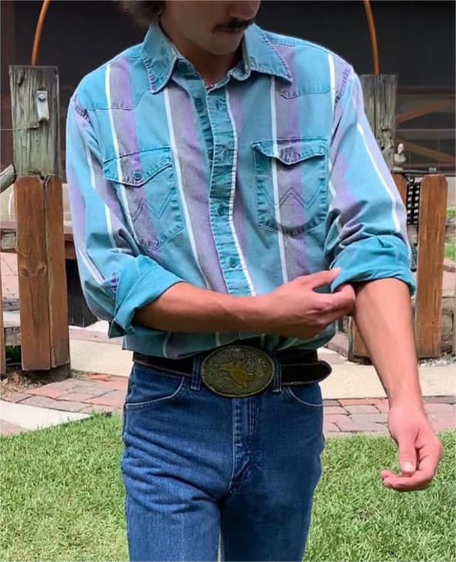Men's Western Cowboy Style Retro Print Loose Long Sleeve Shirt Striped Casual Button Autumn Top Suitable for Streetwear Menswear233